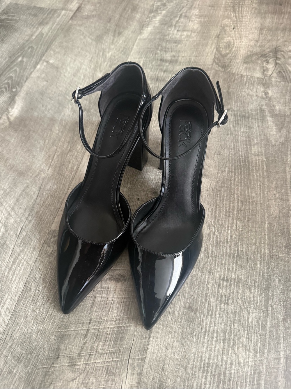 Nordstrom Rack Pointed Patent Leather Ankle-Strap Pumps - Black Size 7